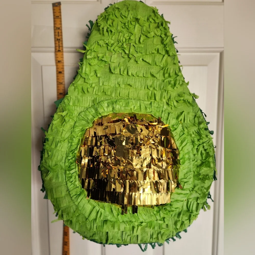 Festive Green and Gold Avocado Piñata